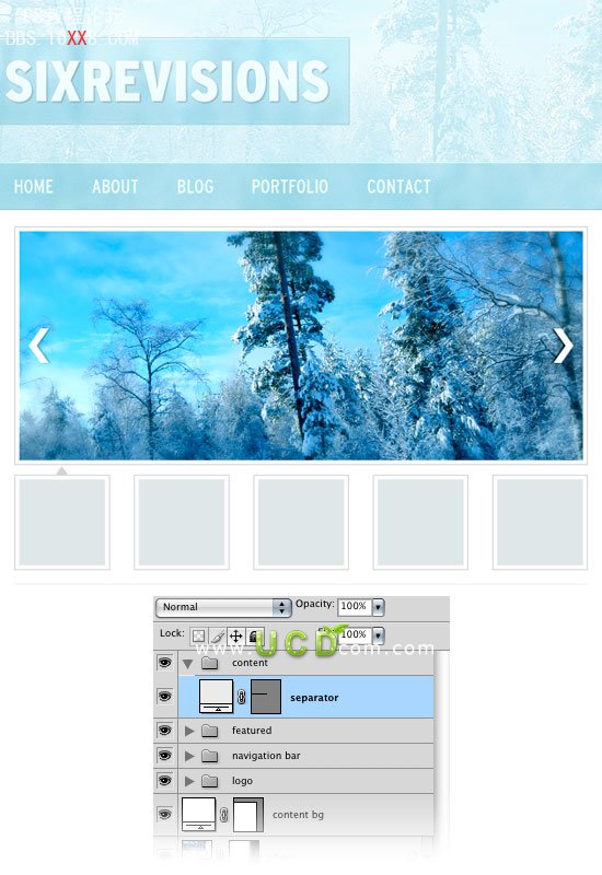  Photoshop设计制作冬天主题的网页教程(3)-第26张图片-快备云